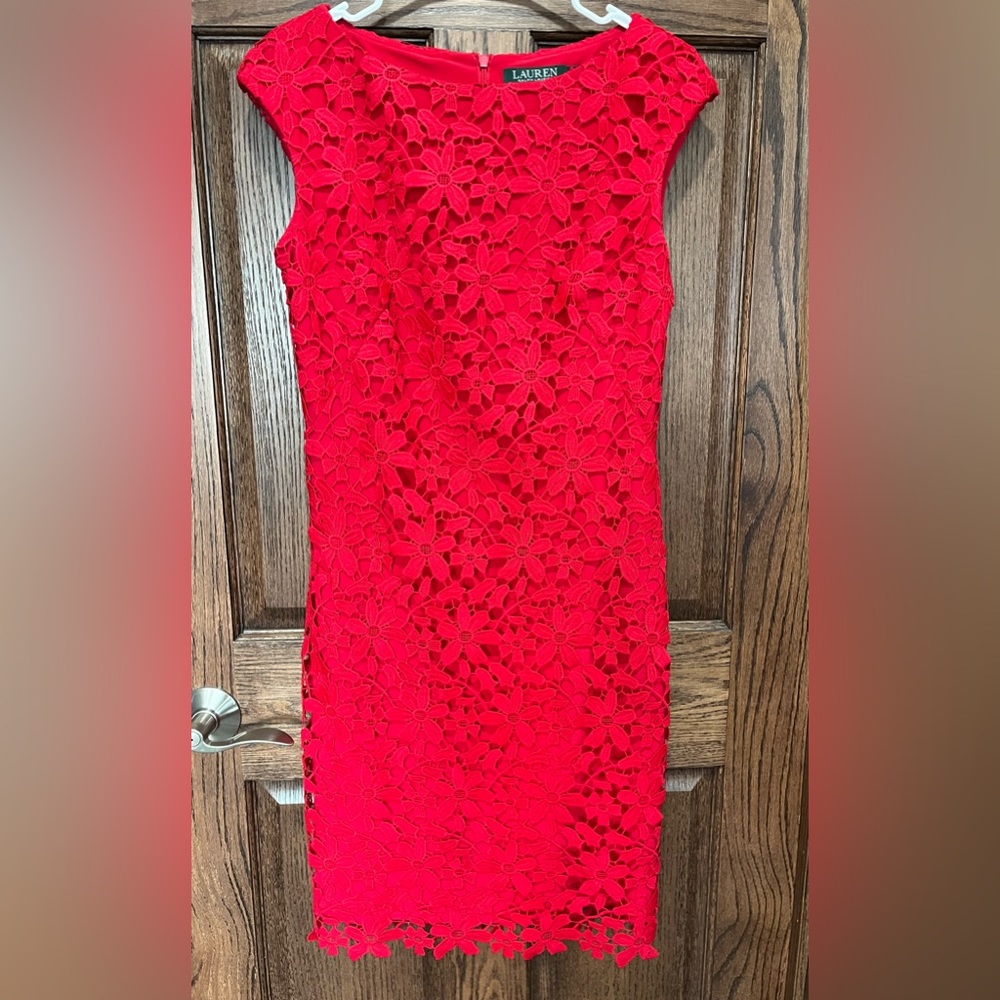 Ralph Lauren Red Sheath Dress Size 6